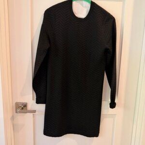 Theory Black Chevron Print Wool Sweater Dress, P